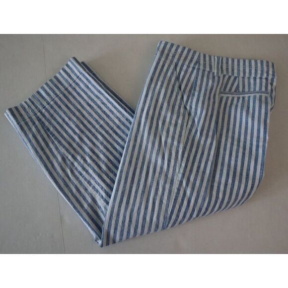 Vineyard Vines Women’s Sz 8 White/Blue Striped Linen Blend Catamaran Capris $108 - Picture 6 of 10
